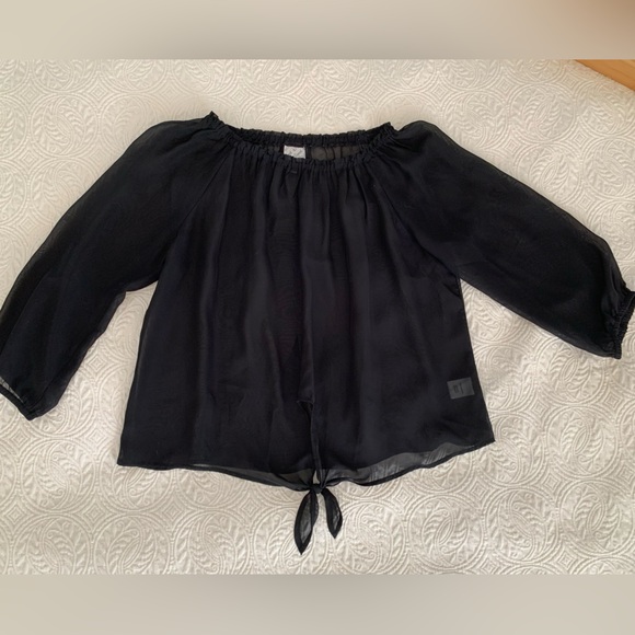 Blouse & Tank Top Set 2 PCS Tie Front Shell Ruffle Black D Signed Disney Girl XL - Picture 2 of 16